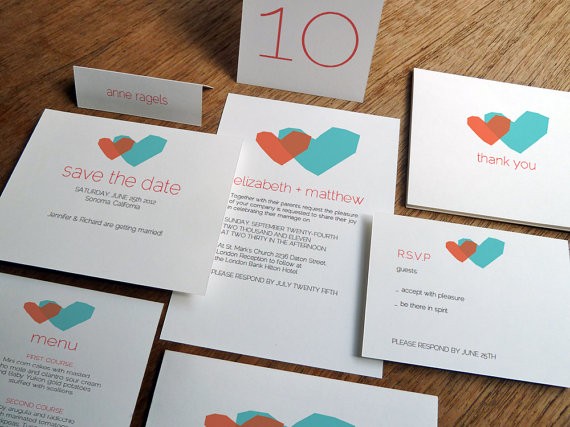 two hearts printable wedding invitations