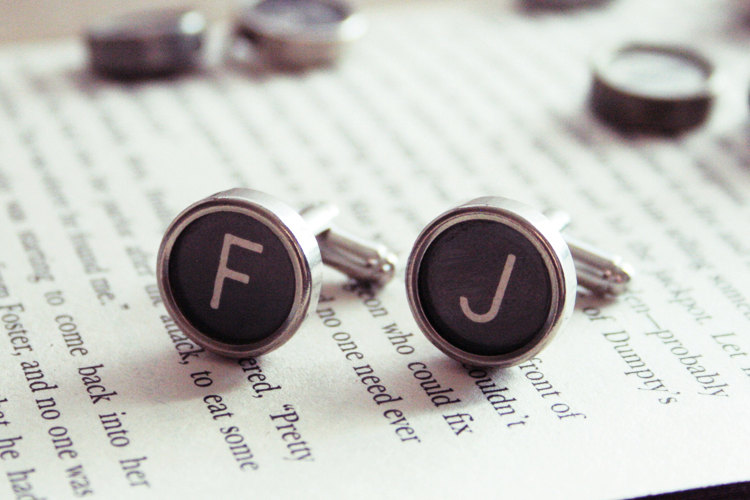 typewriter initials | Custom Cufflinks Groomsmen Gifts | via EmmalineBride.com