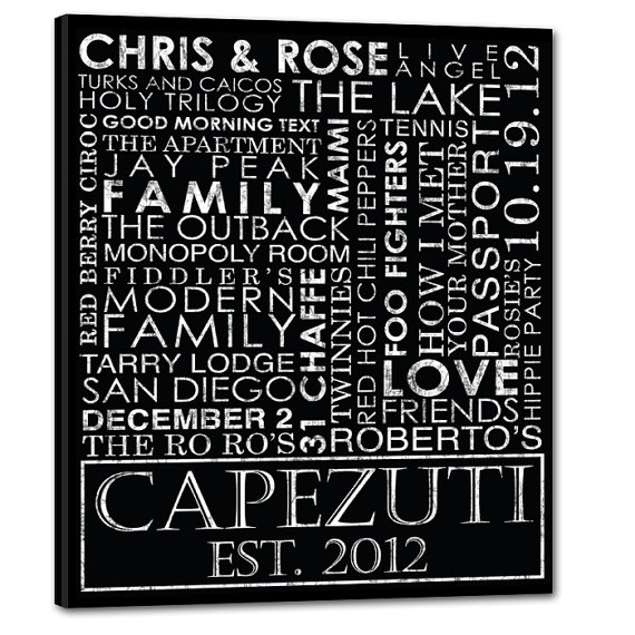 reusable wedding decorations - typography custom wedding canvas gift