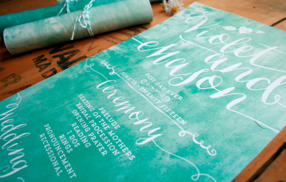 rolled up wedding programs