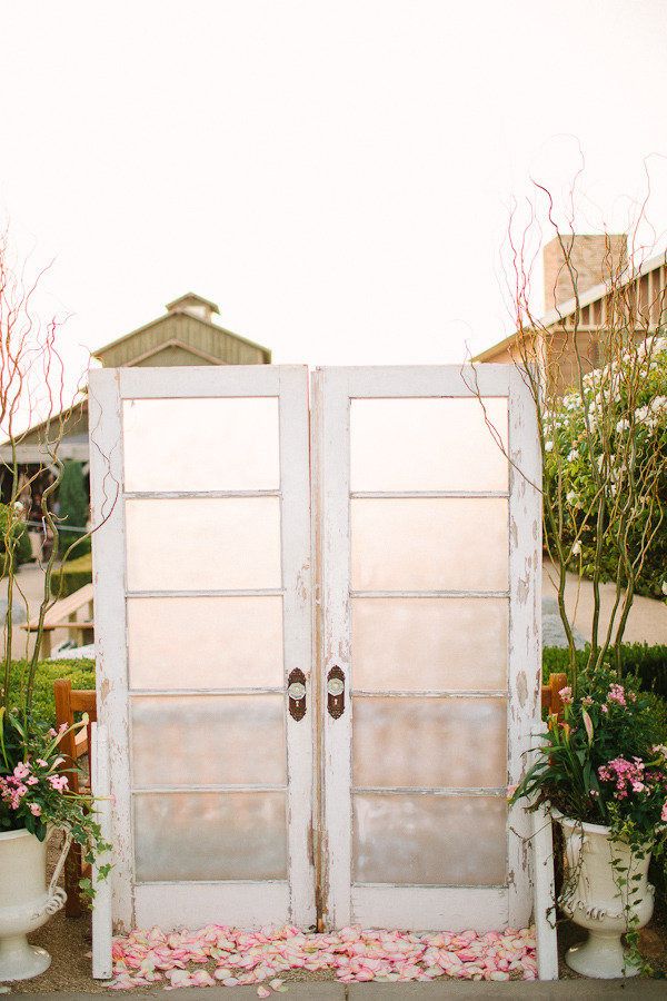 vintage wedding backdrop with doors | Ceremony Backdrops Doors | photo: Stacey Ramsey