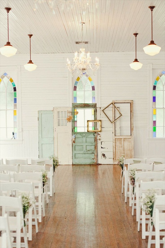 wedding ceremony backdrop with doors | Ceremony Backdrops Doors | photo: The Nichols
