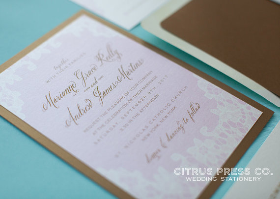 return address on wedding invitations etiquette - vintage lace invitation (by citrus press)
