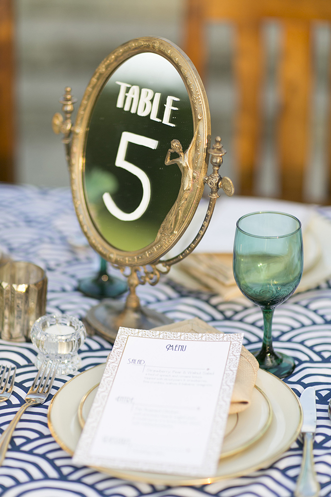 Vintage Mirror Table Number