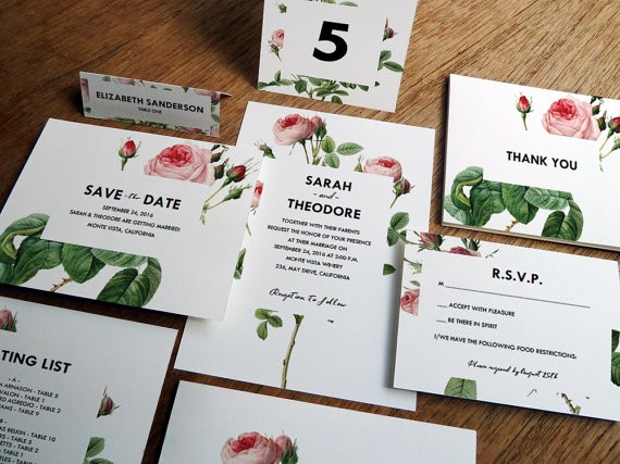 vintage roses printable wedding invitations