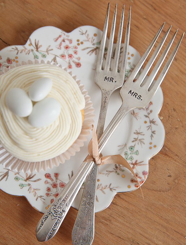 Handstamped Vintage Forks Weddings | Wooden Hive | https://emmalinebride.com/2015-giveaway/forks-weddings-giveaway/