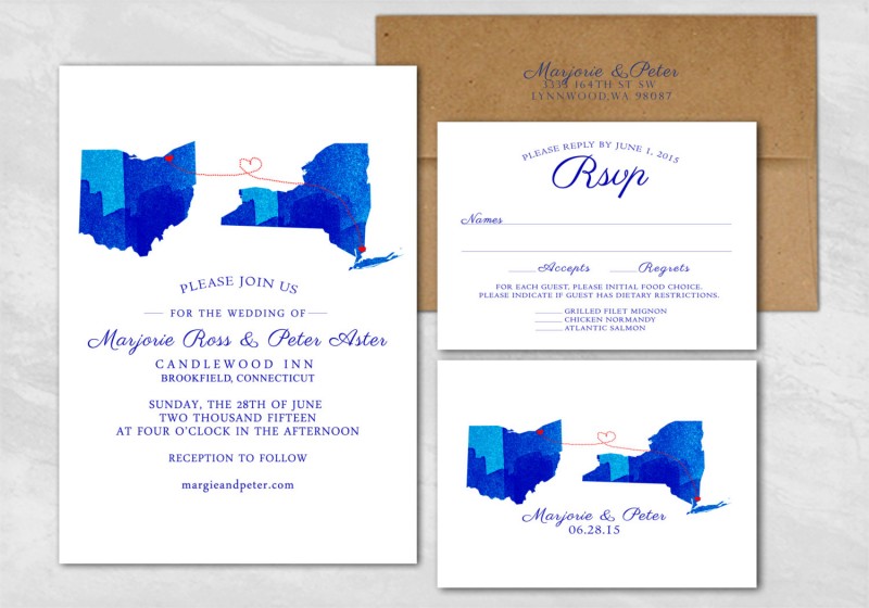 Custom State Wedding Invitations | https://emmalinebride.com/invites/state-wedding-invitations/ 