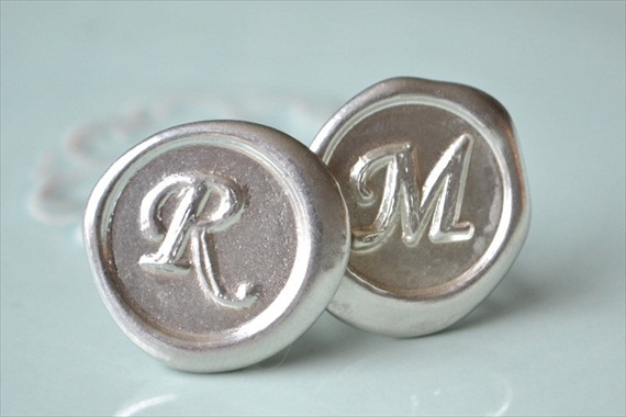 Wax Seal Cuff Links (by White Truffle Studio) - How to Use Wax Letter Seals via EmmalineBride.com