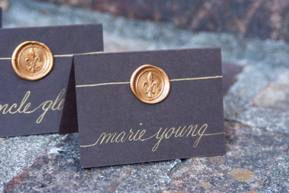 Wax Seal Place Cards (by Southern Calligraphy) - How to Use Wax Letter Seals via EmmalineBride.com