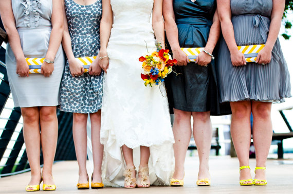 wedding clutch purses yellow and grey (photo: stephen govel, purses: allisa jacobs)