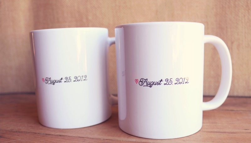 wedding date on back of mugs
