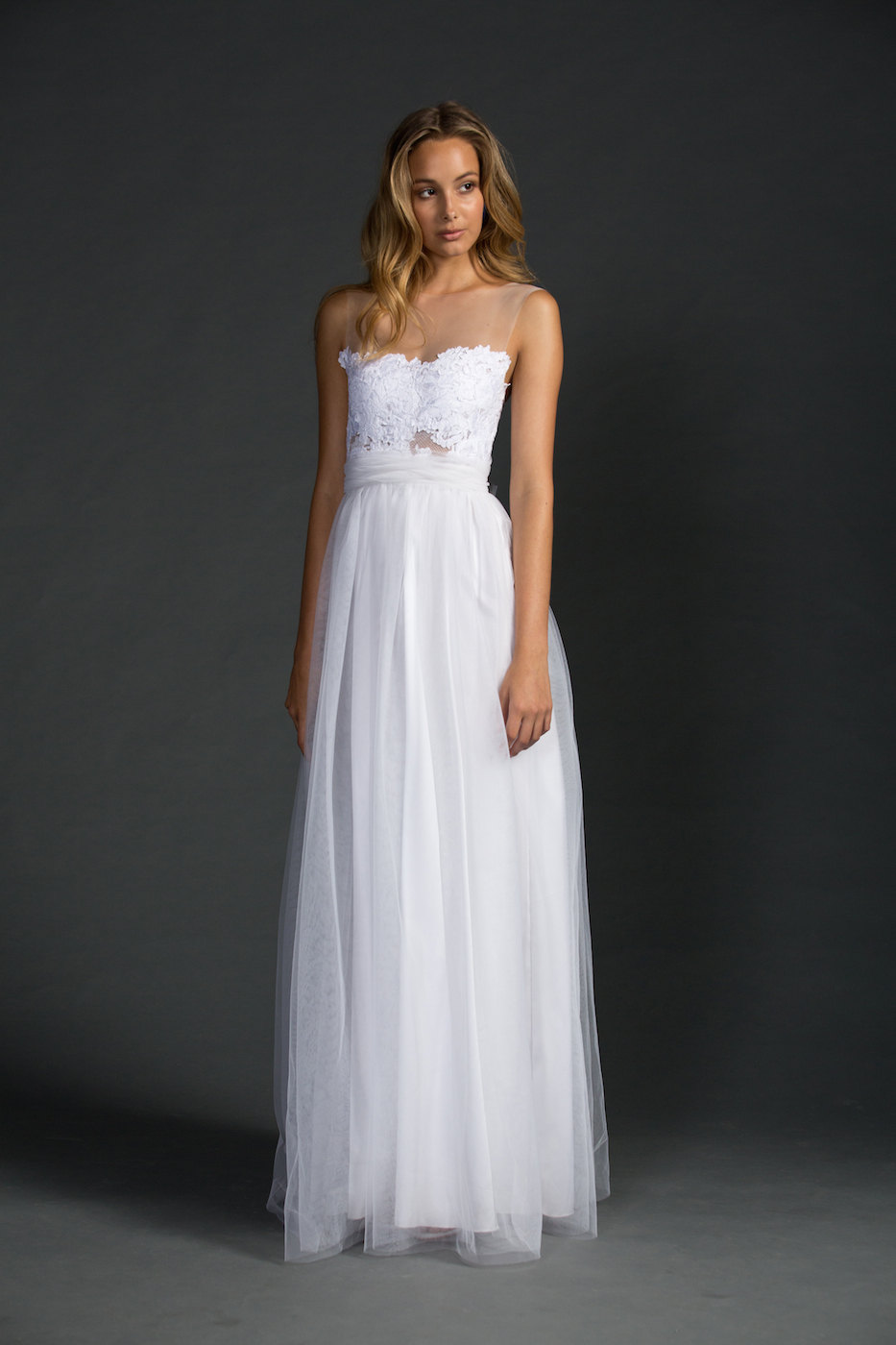 Dreamy Sheer Neckline Wedding Dress | via https://emmalinebride.com/bride/sheer-neckline-wedding-dress/ width=
