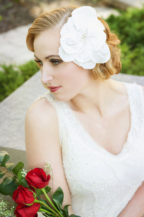 wedding hair flower in white