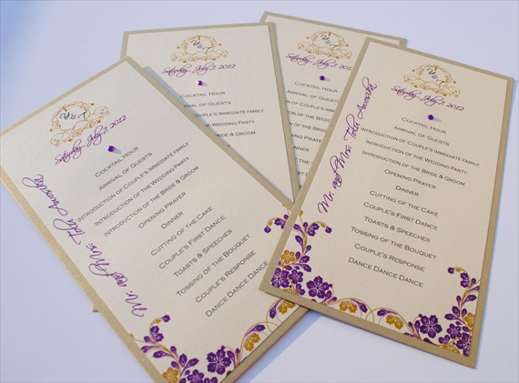wedding programs with purple and ivory by vividesign(s) title=