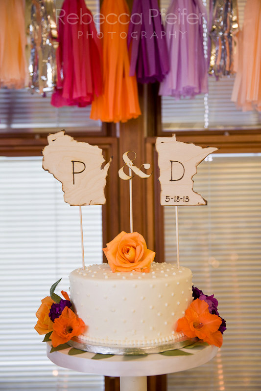 Wedding state cake toppers