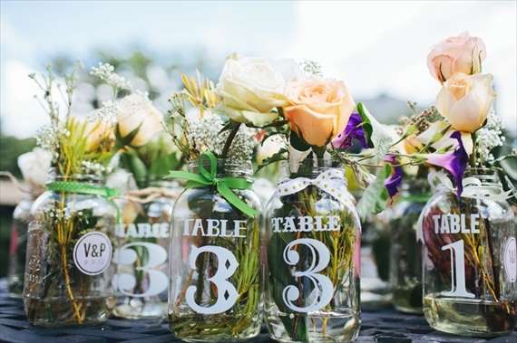 wedding table numbers using labels