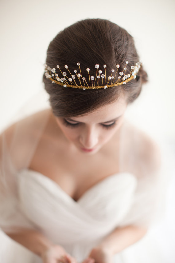 How to Rock a No Veil Wedding Look (via EmmalineBride.com) - tiara by Melinda Rose Design, photo by Atlas and Elia