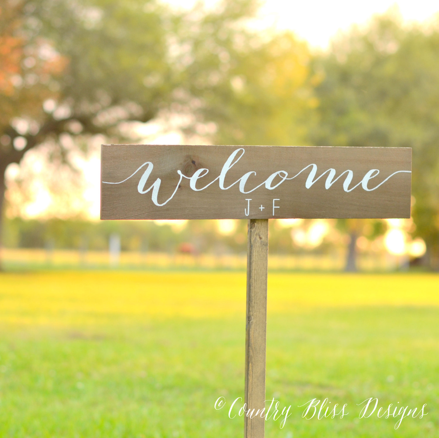 welcome initials sign for wedding by country bliss designs