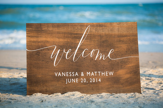 wedding welcome sign beach