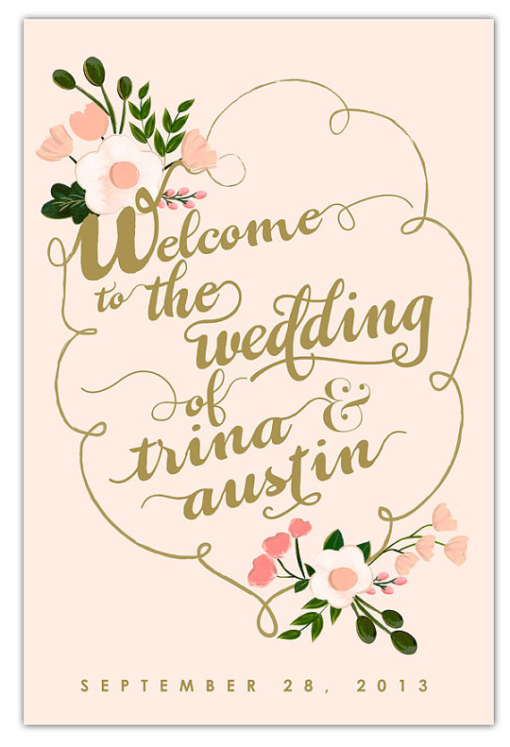 Gold Wedding Inspiration (welcome wedding sign: the first snow)
