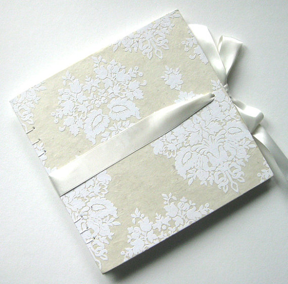 white damask guest book