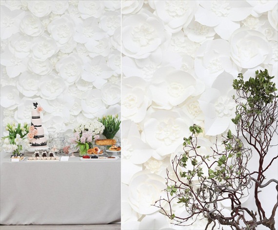 white flower backdrop for decorating your reception hall