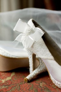 white bridal heels with bow jeweled wedding shoes