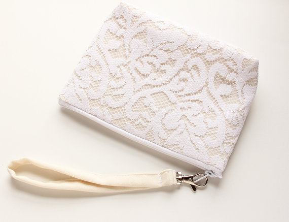 white lace wristlet by Good Marvin | via 5 New Handmade Wedding Finds - Emmaline Bride https://emmalinebride.com/marketplace/