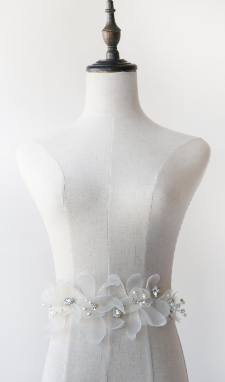 ivory flower bridal sash