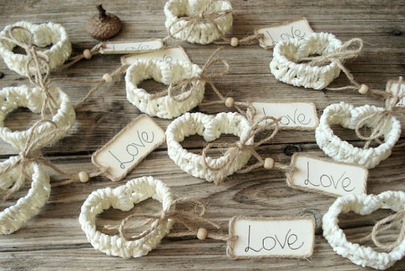 white paper heart place card holders