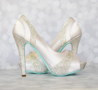 white with light blue soles jeweled wedding shoes
