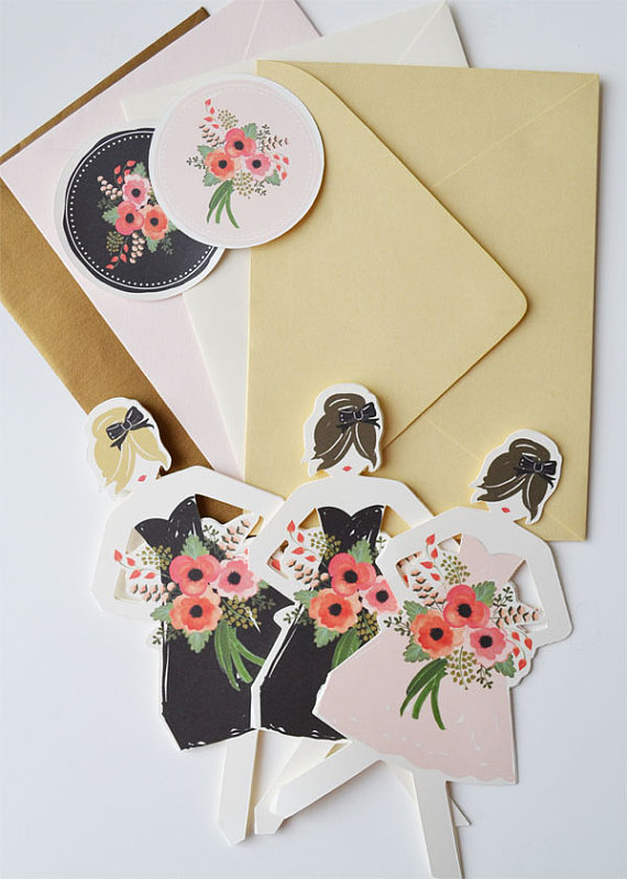 Be My Bridesmaid Cards (by The First Snow via EmmalineBride.com) #handmade #wedding