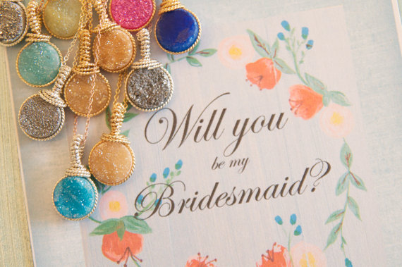 will you be my bridesmaid druzy necklace | druzy bridesmaid jewelry