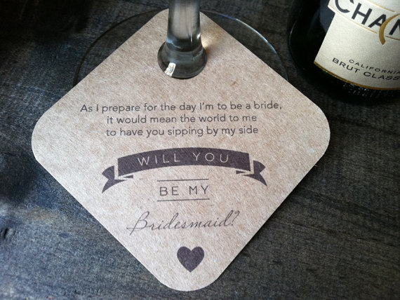 be my bridesmaid wine glass tags - wine themed wedding ideas