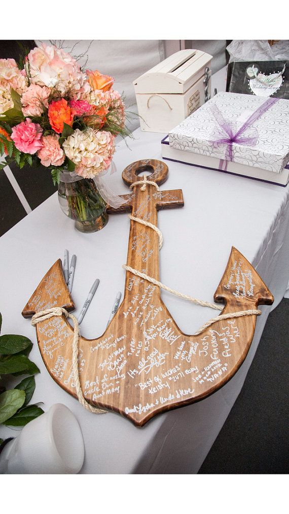 wood anchor guest book | via decorate for beach wedding ideas from emmalinebride.com