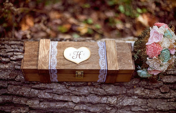 Wine Ceremony Box (by PNZ Designs, photo by I {Heart} Photos, bouquet by Curious Floral)