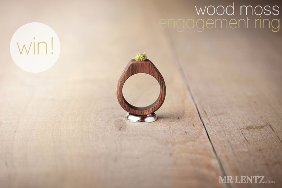 wood moss engagement ring