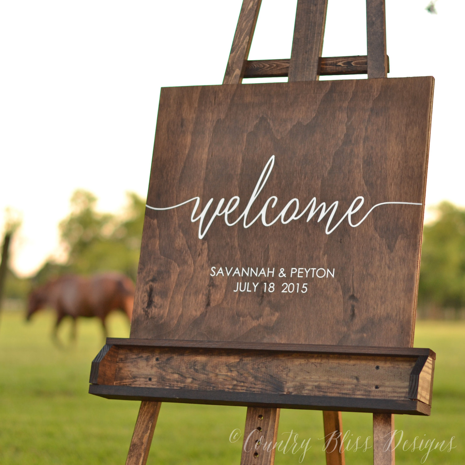 wood welcome to our wedding sign by country bliss designs