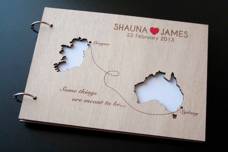 wooden guest book with cut outs by totally salinda