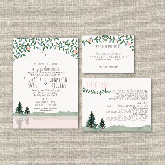 woodland wedding invitation suite by splash of silver | via 5 New Handmade Wedding Finds - Emmaline Bride https://emmalinebride.com/marketplace/