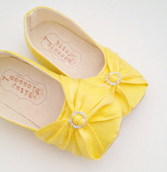 yellow bow flower girl shoes