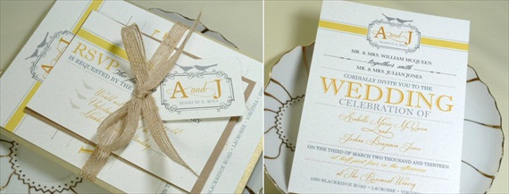 yellow gray wedding invitation - Invitations for Wedding Themes