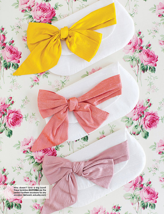 yellow pink purple bow clutches