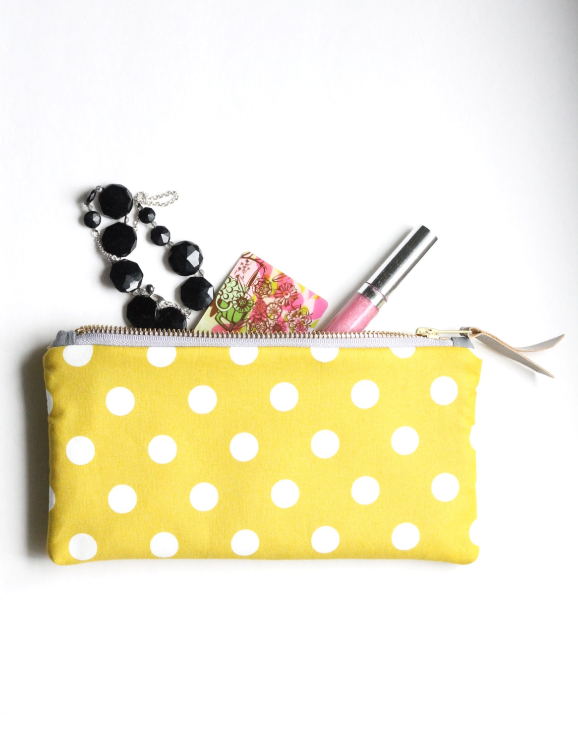 yellow bridesmaid clutch - polka dot clutch purse